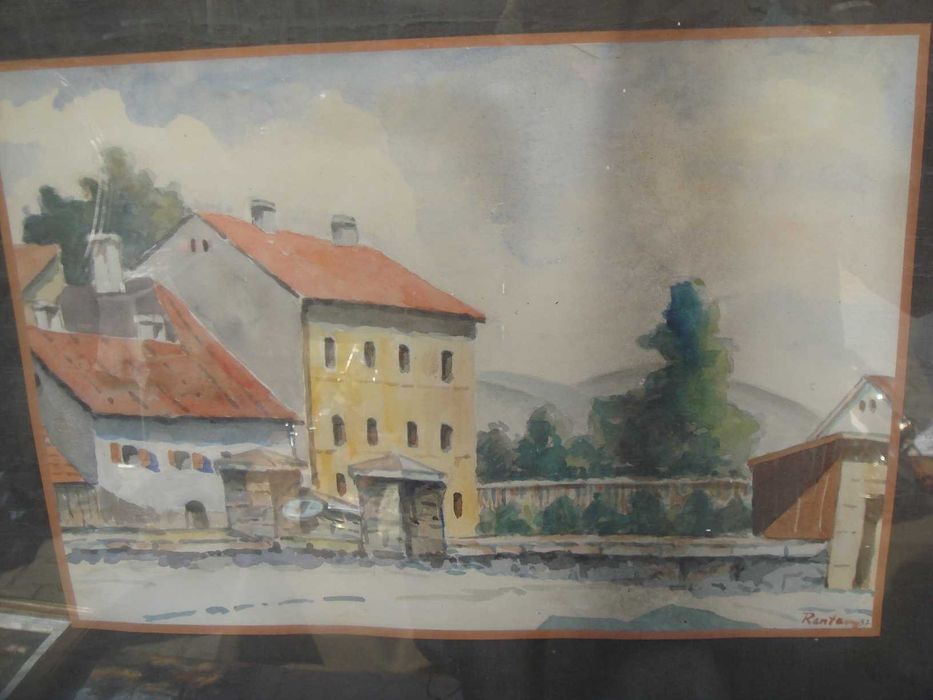 Peisaj Urban Semnat Datat Posibil Pictor Maghiar Rantzy? Acuarela Rama