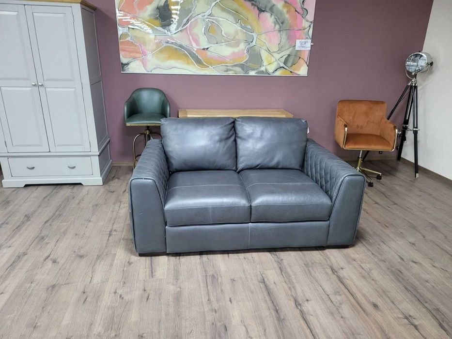 Сив кожен диван двойка