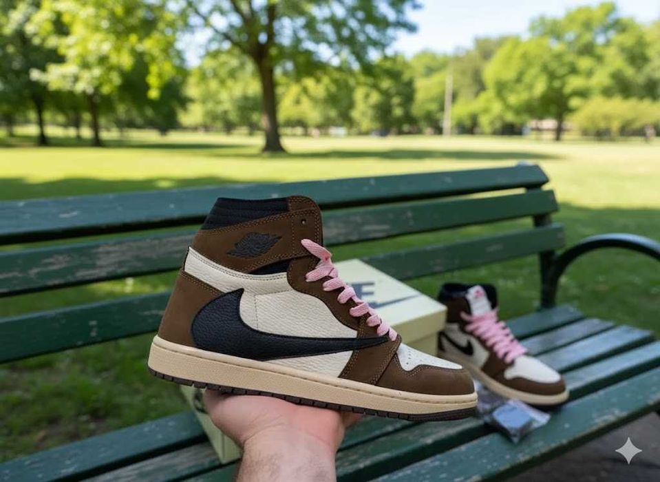 Adidasi Jordan 1 High Travis Scott X Mocha - Adidasi Premium