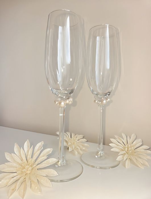 Сватбени чаши с перли и кристали Swarovski