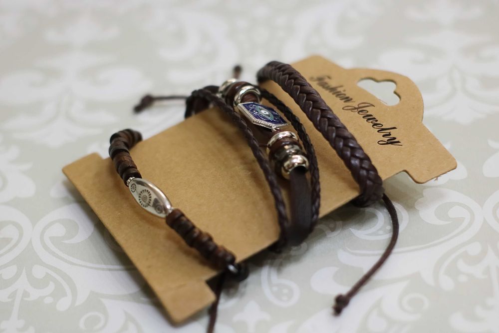 Set 3 bratari vintage, piele