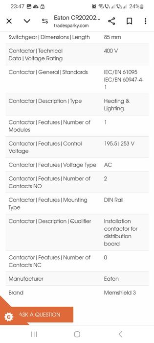 Contactor Eaton CR 2020230V ac