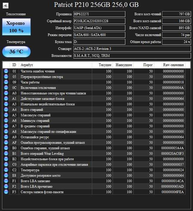 SSD Patriot P210S256G25 256 ГБ