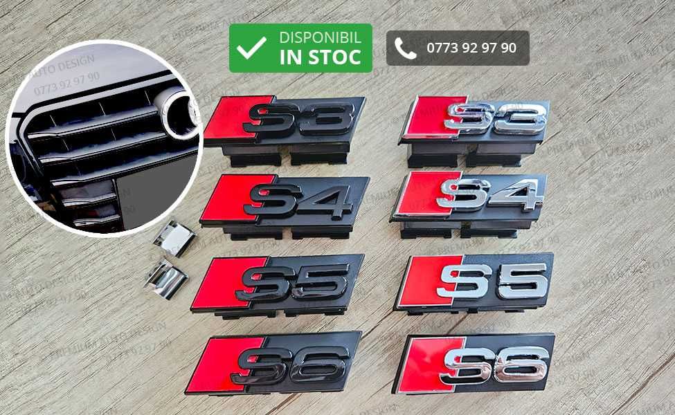 Set embleme / sigle metalice (crom sau negre) - Audi S3 / S4 / S5 / S6
