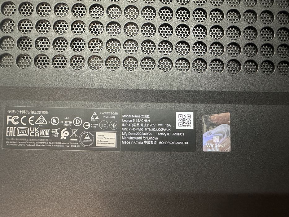 Legion 5 15ACH6H R7 3070  Ryzen 7 5800H 32GB RAM