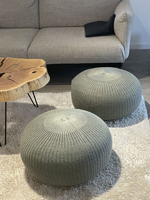 Taburet puf tip perna sezut IKEA Sandared, gri, diametru 56cm