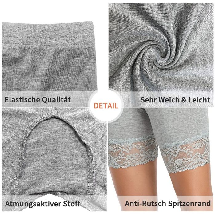 Set 3 pantaloni scurți damă cu dantelă anti-frecare L