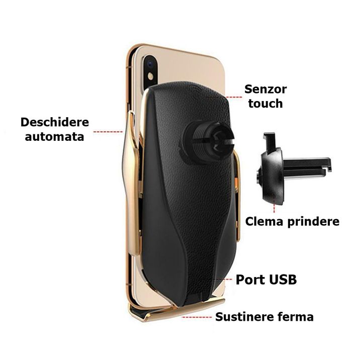 Suport auto incarcare wireless IdeallStore®, Vrum Friend, infrarosu