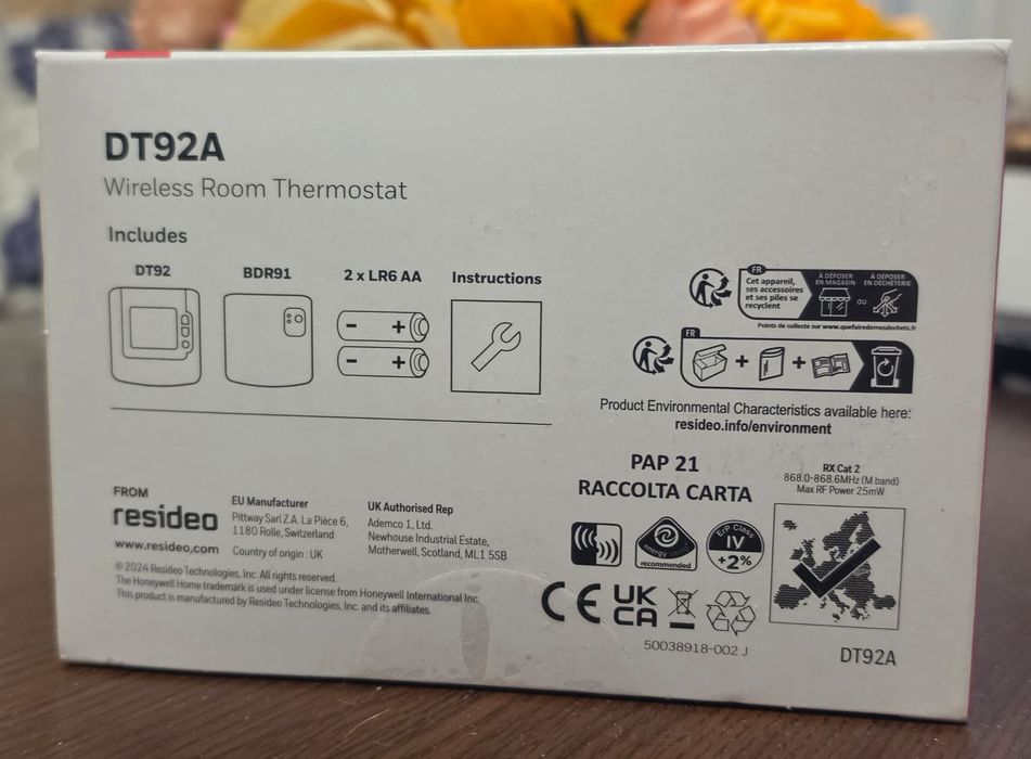 Termostat wireless Honeywell Home DT92A   NOU
