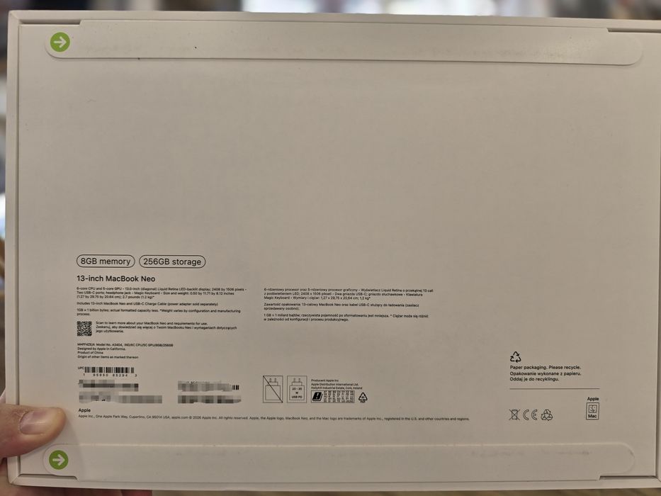 Ултрабук APPLE MacBook NEO 13" А18 PRO 8 256GB MHFA4ZE/A 13.0 ", APPLE A18 PRO 6-CORE CHIP, RAM 8 GB, SSD 256 GB