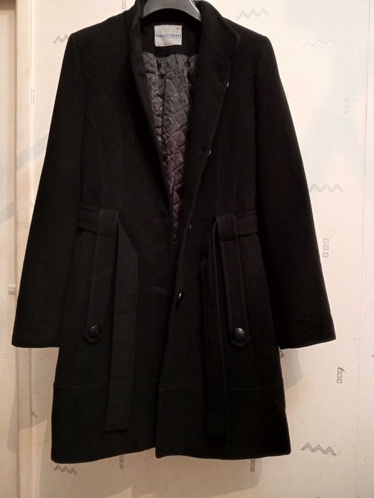 Пальто женское черное утепленное кашемировое