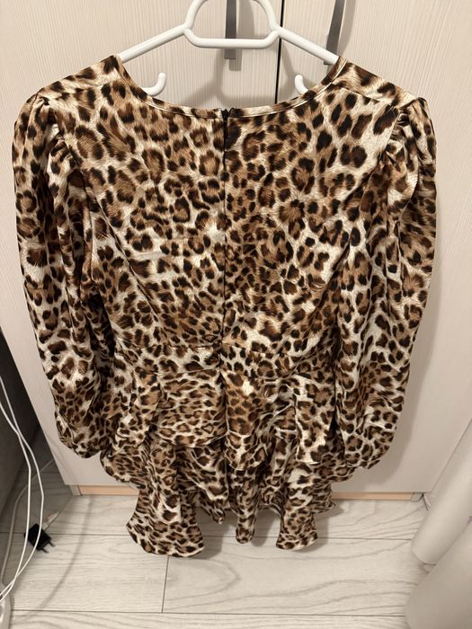 Rochie scurtă imprimeu leopard maro M