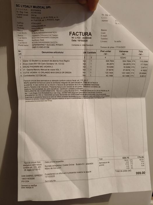 Vioara HORA 1/2 - Cu garanție 2 ani