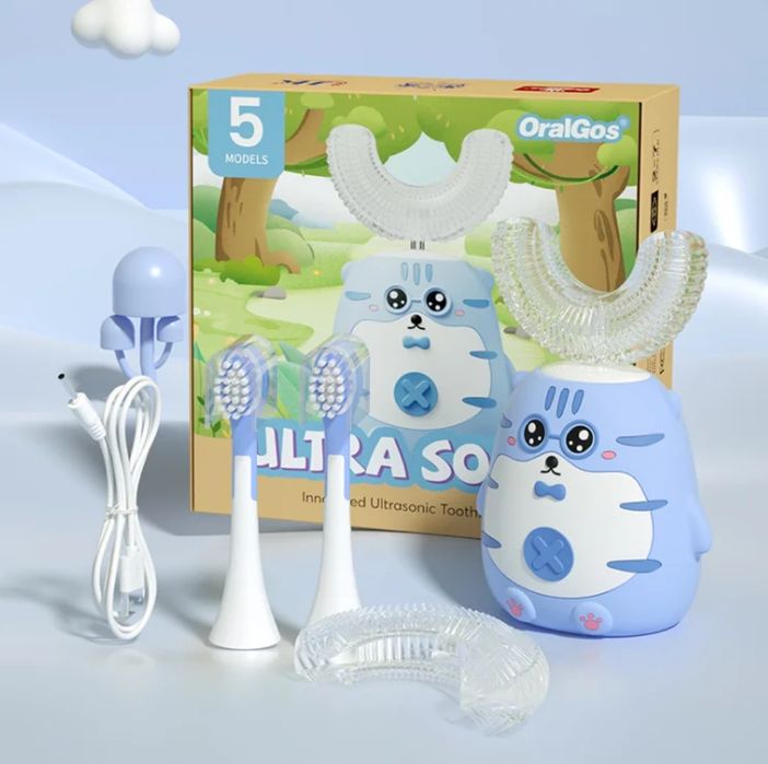 Детска електрическа 2 в 1 , 360 градусова U образна четка за зъби