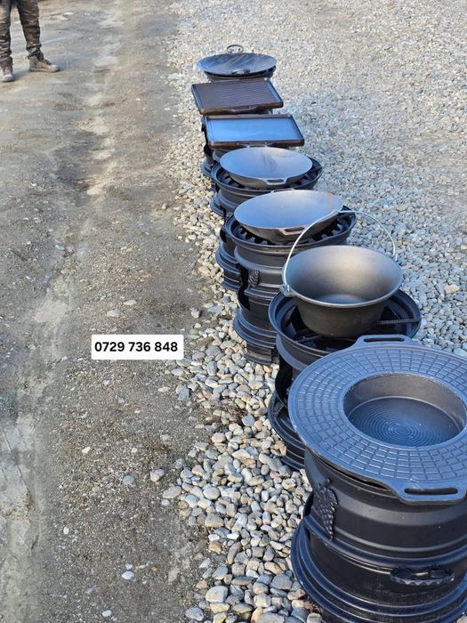 Disc  grătar pentru  prăjit fript,  ceaun  fontă