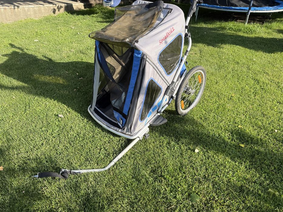 Remorca bicicleta Qeridoo Speedkid 2 cu doua locuri