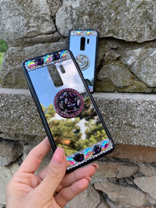 Husa oglinda cu inel + pietricele Samsung Galaxy S9