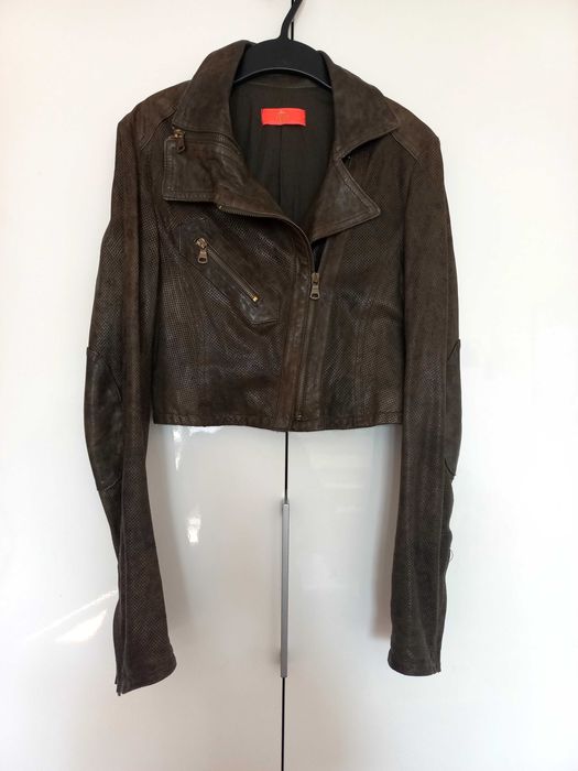 Маслено зелено яке BSB от естествена кожа