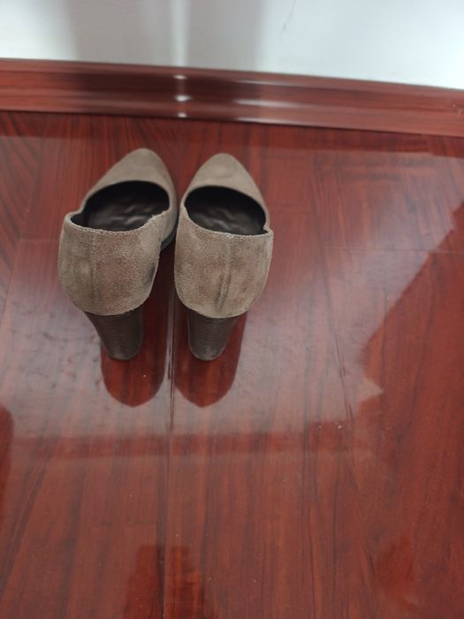 Pantofi toc 10cm crema Piele intoarsa 37