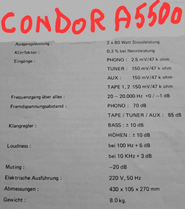 Statie Condor A5500 + 2 boxe Technis