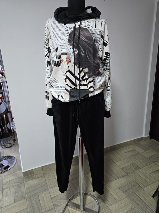 Trening dama catifea, hoodie cu gluga