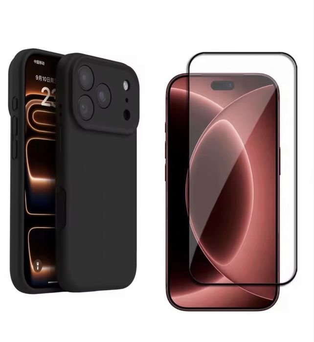 Husa Soft Catifea si Folie Sticla Iphone  17 PRO MAX 17 PRO 17 18 PRO 18 PRO MAX