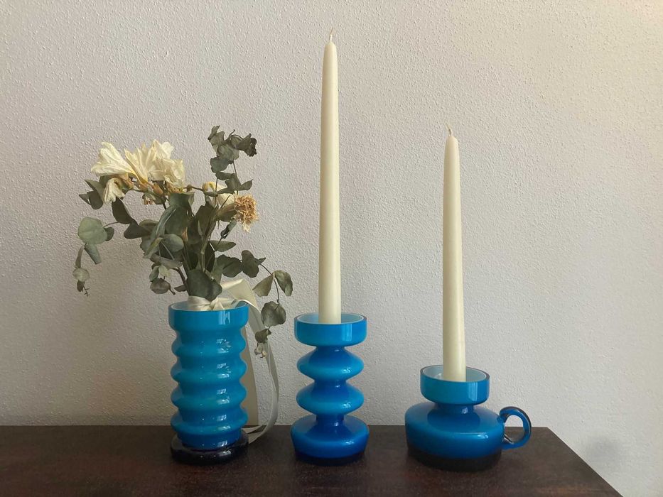 Set 3 vaze rare Friedrich Kristall – design Memphis / modern scandinav, West Germany