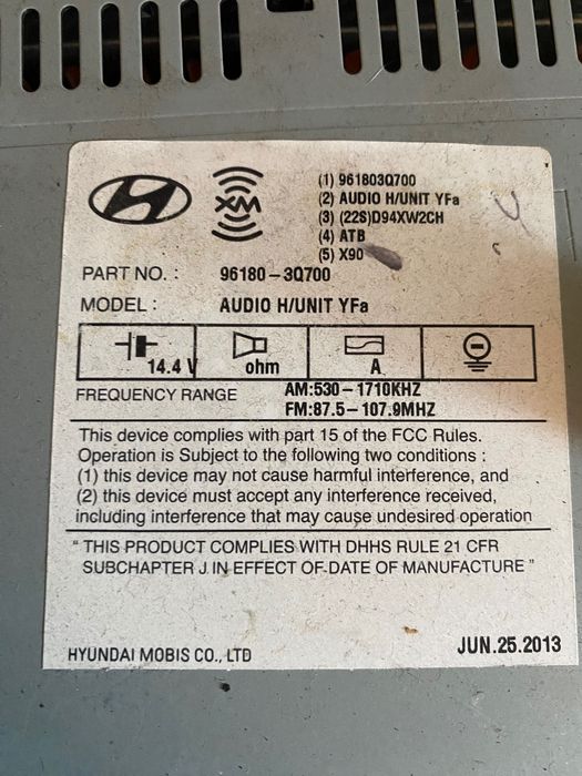 Магнитола Хюндай 2013года