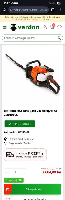Husqvarna masina tuns / foarfeca gard viu