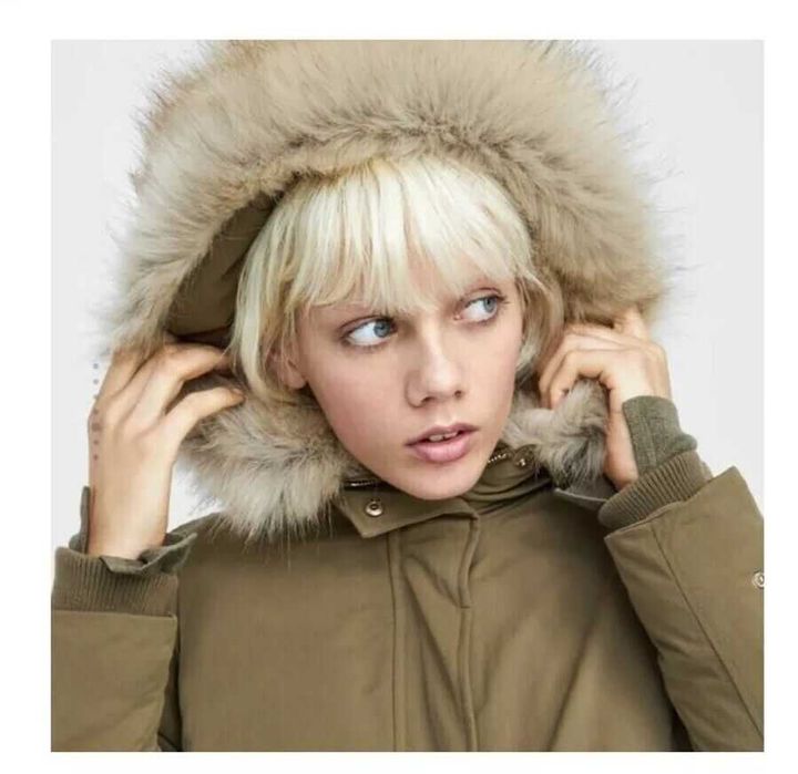 Parka / jacheta cu puf dama ZARA kaki mar M - NOUA