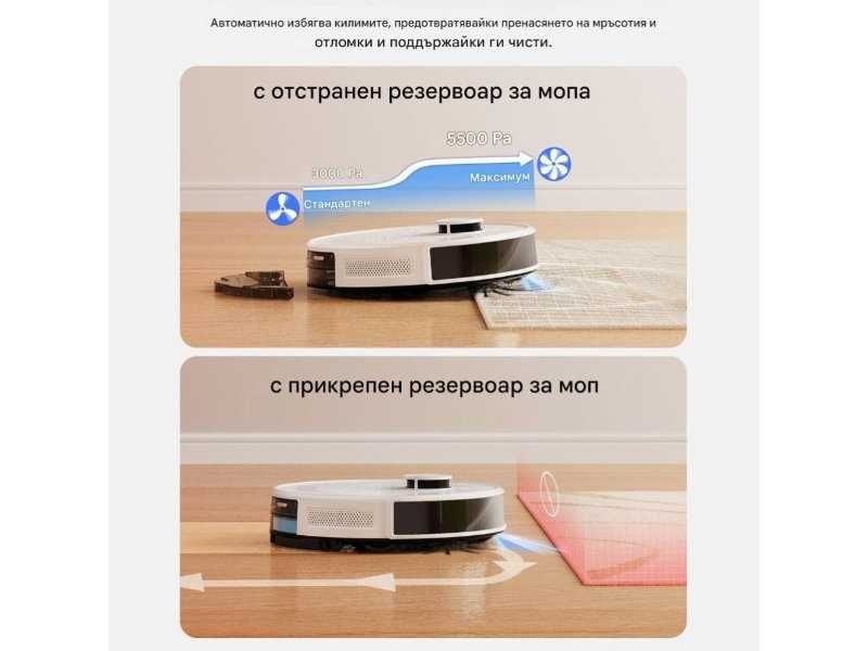 Робот Прахосмукачка с Моп и Лазерна Навигация LEFANT M2PRO, Бял