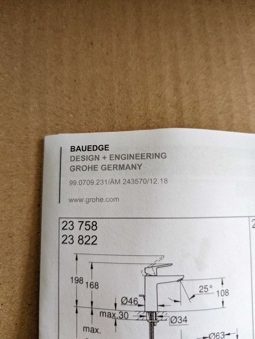 Grohe BauEdge смесител за баня 23760000 | Пълен комплект | Гаранция