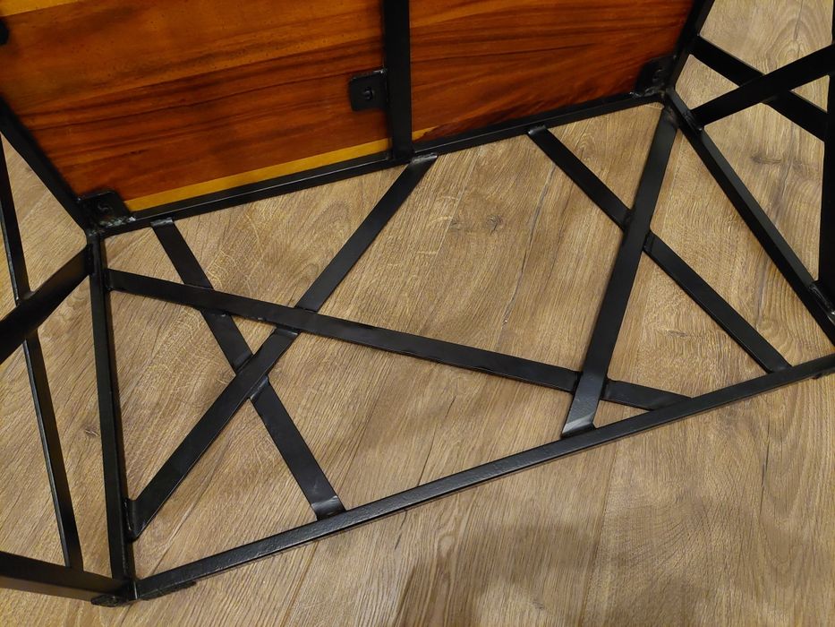 Masuta cafea metal cu blat lemn 60x60x35 cm, stil industrial