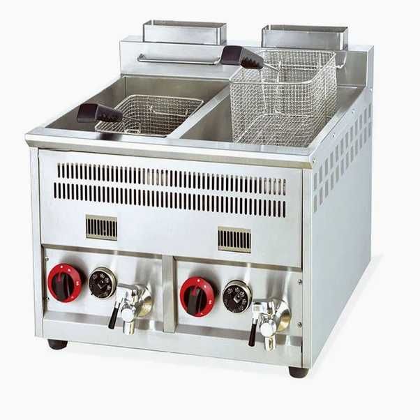 Friteuza Dubla Pe Gaz 18+18L Cu Termostat Profesionala Pret Outlet Noua