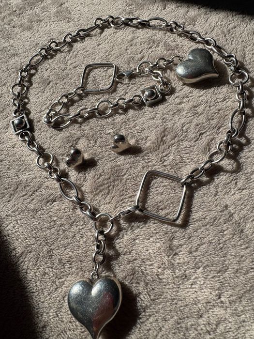 Сребърен комплект бижута и сребърни синджирчета