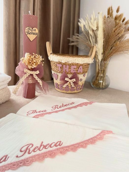 Lumanare botez/trusou botez/cutie trusou/cadou babyshower/tavita mot