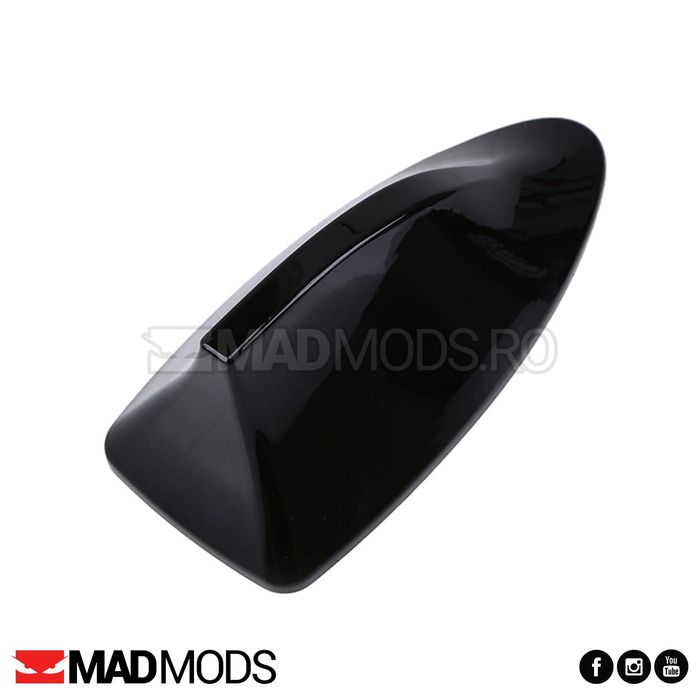 Antena scurta radio auto, Shark, Cu amplificare semnal, Negru lucios