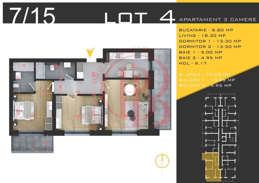 3 camere decomandat Titan Pallady  Metrou Nicolae Teclu