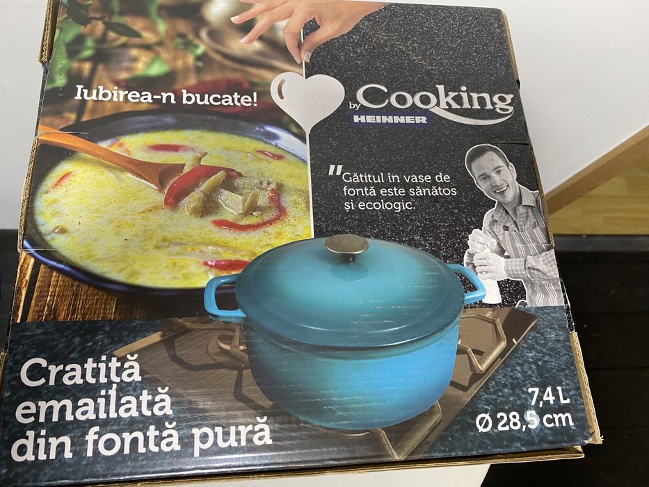 Cratita Emailata Fonta + Capac 7.4 L, NOUA