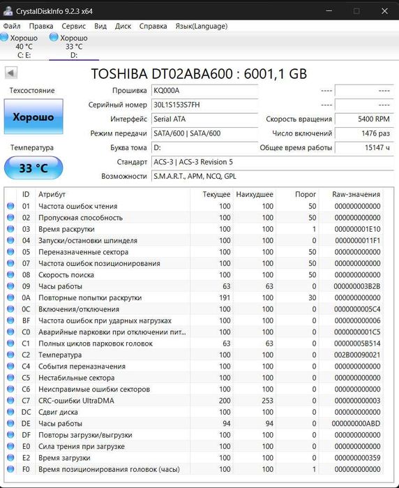 Toshiba 6TB HDD xard