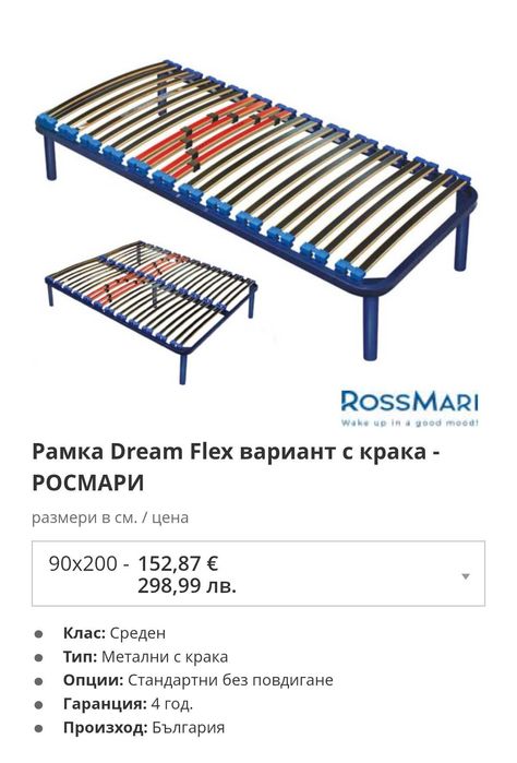 Нова 90/200 подматрачна рамка - легло Рос Мари
