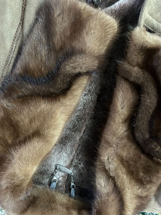 Дублёнка с норковым воротником и манжетами