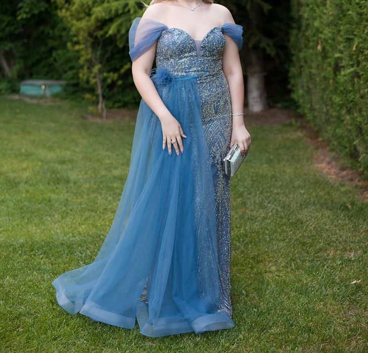 Абитуриентска/официална синя рокля 44 размер