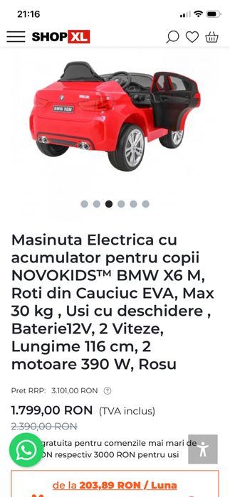 Vind masinuta electrica bmv x6