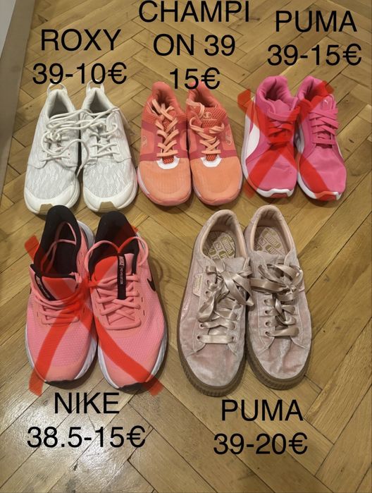 Nike, Puma,Roxy,Champion