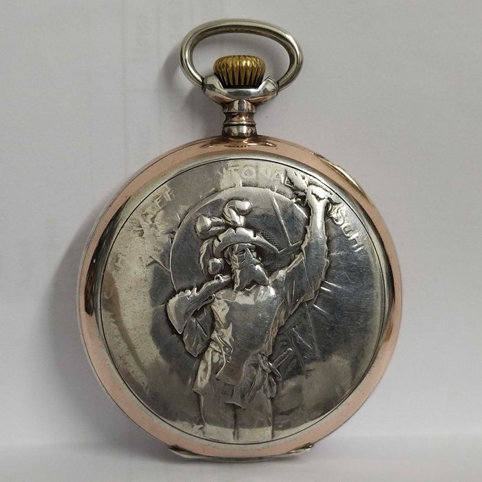 Ω OMEGA джобен часовник, сребро/silver 0,800, Gold Filled, идален, много рядък