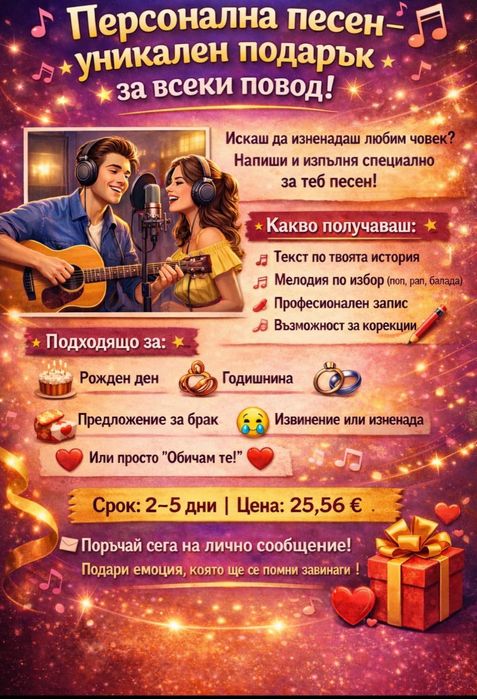 Персонална песен – уникален подарък за всеки повод!