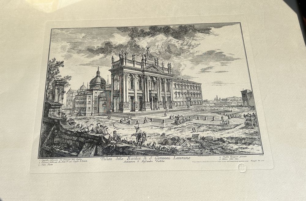 gravura Piranesi edizione ponte vecchi timbru sec