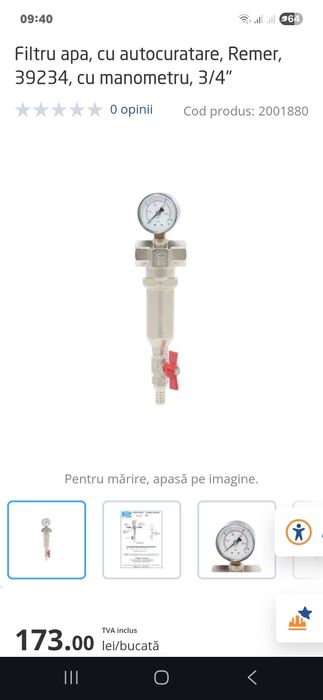 Filtru apa, cu autocuratare, RBM, 1260510, 3/4"