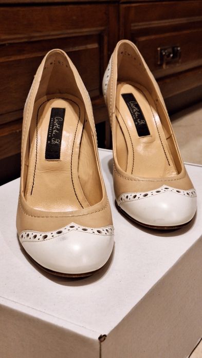 Pantofi Alb - crem retro, marimea 37